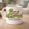 Taza dinosaurio tomando café